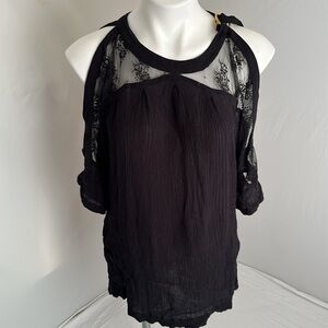 Free People Beachy and Peachy black cold shoulder tunic or cover up